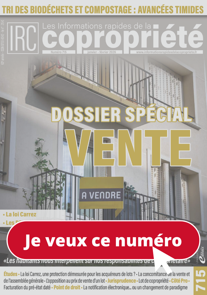 Informations rapides de la copropriété 715 - janvier février 2026